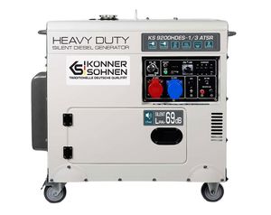 Könner & Söhnen KS 9200HDES-1/3 ATSR Stromerzeuger, 18PS 4-Takt Dieselmotor, E-Start, Vorwärmer, Automatischer Spannungsregler, LED-Anzeige, Kupfer, Lärmarm, 7500/6400 Watt, 1x16A (400V)/ 1x32A (230V), für privaten und gewerblichen Gebrauch