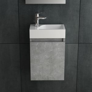 Badmöbel Set mit LED Badspiegel Waschbecken mit Unterschrank Gäste WC Waschtisch, grau