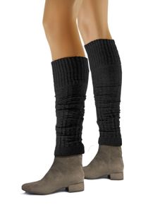 Dámske návleky na nohy SESTO Legwarmers Stockings Overknees 65cm - Black - Pletené