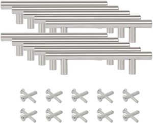 10 X Griffe für Küchenschränke Edelstahl T Stangengriff Tür Schublade Relinggriffe Kleine Größe Möbelgriffe (Bohrlochabstand: 64 mm)