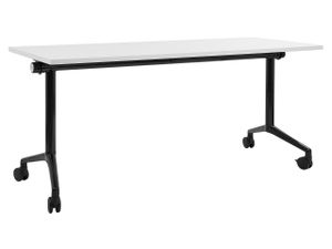 BELIANI Schreibtisch Weiß u. Schwarz 160 x 60 cm Klappbar Faltbar mit Rollen Mobil Bürotisch für Homeoffice Büro Modernes Design