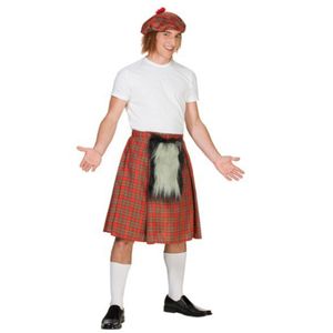 Schotte Schottenrock Kilt Mütze mit Haare Karneval Fasching Kostüm 48-52
