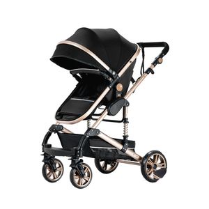 Luxus-3-in-1-Kinderwagen, 0 - 36 Monate, 9 kg, abnehmbare Schaukel, schwarz