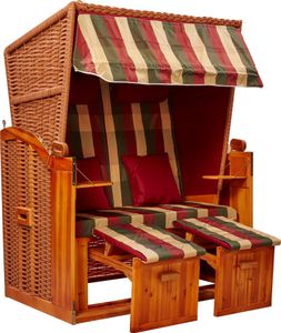Webavita Strandschönheiten Sophia Ostsee Strandkorb 2-Sitzer Vollholzfront verschiedene Nachbildung innen außen für Balkone Terrassen Wintergärten Garten Lounge inkl Schutzhülle Webavita Strandkorb 2-Sitzer Sophia Ostsee Rot Olive Beige