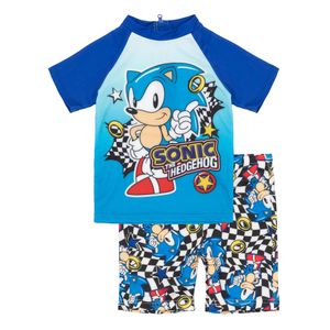 Sonic The Hedgehog - Zweiteiliger Badeanzug für Jungen NS7111 (122) (Blau/Schwarz)