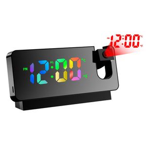 LED Digitale Projektion Wecker, Smart Kinder Wecker mit Uhr Temperatur Anzeige für Schlafzimmer Schule-schwarz