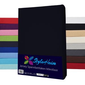 Styleheim Mikrofaser  Jersey Spannbettlaken in Farbe Schwarz,  Größe 180 x 200 - 200 x 200 cm
