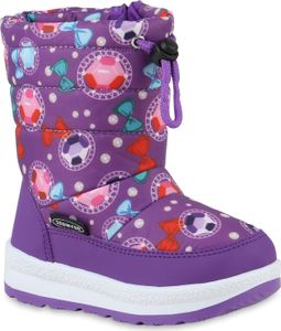 VAN HILL Kinder Warm Gefütterte Winter Boots Stiefel Bequeme Prints Schuhe 840071, Farbe: Schwarz Lila Rot Muster, Größe: 28