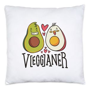 VEGGaner Kissen Inkl. Füllung Lustiges Avocado Ei Motiv Veganer Vegetarier Gesunde Ausnahme