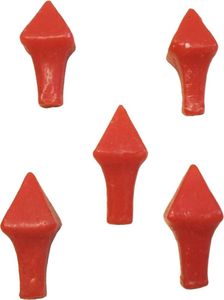 Osternägel für Osterkerze aus Wachs in der Farbe Rot in der Größe 38/17 mm. Der Inhalt ist  5 Stück zum verzieren von individuellen Osterkerzen