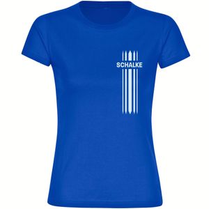 Damen T-Shirt Schalke - Streifen - Größe: L - Farbe: blau