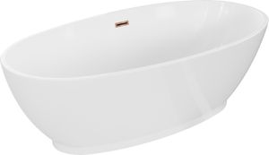 Mexen Bilbao freistehende Badewanne 180 x 90 cm, weiß, mit roségoldem Überlauf - 51311809000-60