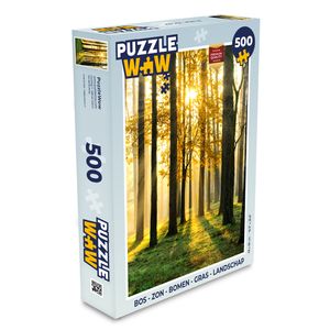 MuchoWow® Puzzle 500 Teile Wald - Sonne - Bäume - Gras - Landschaft - Natur - Denken - Spiel - Toy