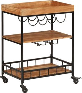 Barwagen 60x40x80 cm Massivholz Akazie und Eisen