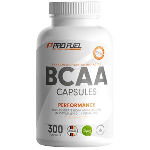 ProFuel BCAA | 300 Kapseln | Optimales 2:1:1 Verhältnis für Muskelaufbau | 100% Vegan