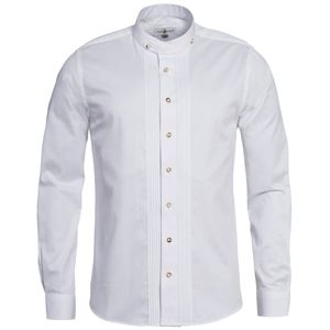 Trachtenhemd Regular Fit mit Biesen in Weiß von Almsach, Größe:M, Farbe:Weiß