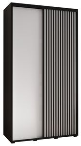 MEBLE KRYSPOL Lanko 1 Schrank mit 2 Schiebetüren  - 235,2x130x45 cm - Schwarz Weiß Schwarz