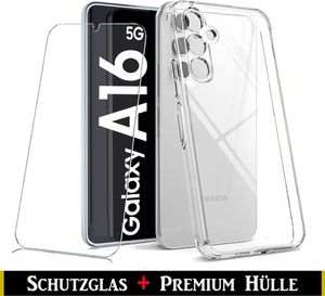 Für Samsung Galaxy A16 5G Silikon Transparent Hülle + Panzerglas Echt Glas Display Schutzglas