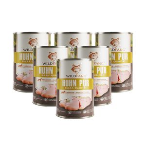 Premium Hunde-Nassfutter, Monoprotein, getreidefrei, BARF Qualität (Huhn pur, 6 x 400g), Alleinfuttermittel für ausgewachsene Hunde