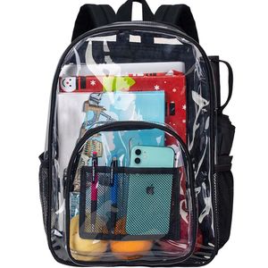 Klarer Rucksack Plastik Schulrucksack Schultasche,Transparent Wasserdicht Durchsichtig Strapazierfähige PVC-Buch-Tasche Clear Backpack für Schule Theater und Beruf