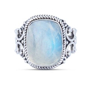 Ring SERAPANA aus 925er Sterling Silber, Ringgröße:50, Stein:Regenbogen Mondstein