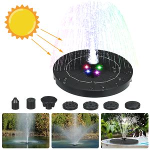 Solar Springbrunnen, 3.8W 1800mAh Akku Solar Teichpumpe mit Farbe LED Garten Wasserpumpe für Außen Solar betriebene Schwimmender Fontäne Pumpe für Vog