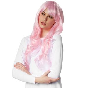 Perücke Lange Haare Locken - rosa