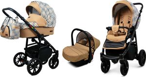 BabyLux® Color Lux | Kočík 3v1 Bambimo | Gold Houndstooth | Kombi kočík | set kočíka | Buggy + Babywanne + Autositz / Auto-Babyschale