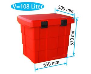 Daken Pitbox SB108-rot, Streugutbox, Streugutkiste, Lagerbox, Streugutbehälter, Streusalzbehälter, Transportbox, Salz Box, ca. 108 Liter