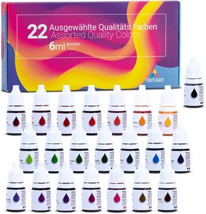 Tritart Seifenfarben Set mit 22 Farben - Flüssige Seifenfarbe Badesalz Zubehör - Wasserlösliche Seifenbasis zur Seifenherstellung - Hautfreundliche Seifen Farben - 22 x 6 ml Bastelsets