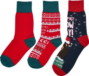 Urban Classics UCK3164 | Vianočné ponožky s medveďom pre deti 3-pack Detské ponožky - Farba: viacfarebné - Veľkosť: 39-42