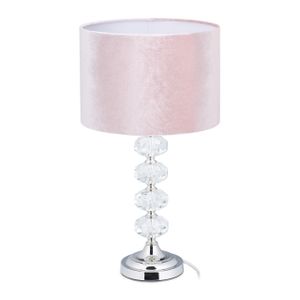 relaxdays Tischlampe Kristall und Samt in Rosa