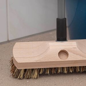 SIDCO Schrubber mit Teleskopstiel Bodenschrubber + Stiel Bürste Naturborste Holz