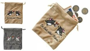 GKA Geldgeschenk Geldsack Geldbeutel mit Stickerei "Ein Sack voller Mäuse" Samtartig Geldsäckchen sehr weich ideal zur Hochzeit Geburtstag Taufe