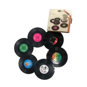 6pcs Retro-CD-Untersetzer, Vinyl-Schallplatten-Barmatte, Kaffee-Tee-Untersetzer