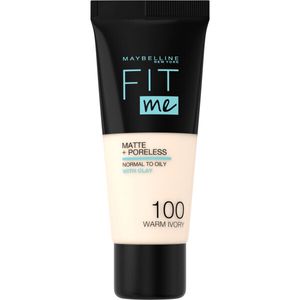 Maybelline Fit Me! Foundation Matte + Poreless 100 Warm Ivory Flüssiges Make Up mit mattierender Wirkung 30 ml