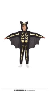 Fledermaus Skelett Kostüm für Jungen, Größe:128/134