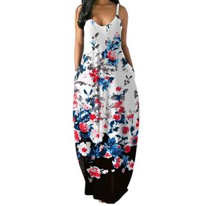 Damen Ärmellose Maxikleider Gestreiftes Langes Kleid Lässige Sommerkleider Hawaiianer Blau,Größe:2xl