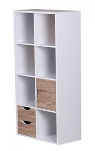 Wohnling Bücherregal mit Schubladen und Tür Weiß Sonoma Eiche; WL1.429