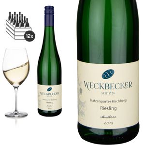12er Karton 2018 Riesling Auslese süss Hatzenporter Kirchberg Weingut Weckbecker - Weißwein