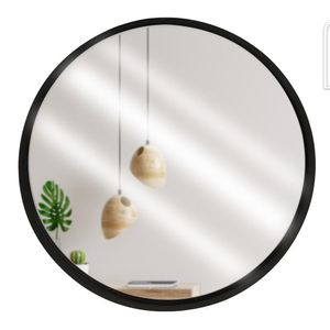 Vilde Runder Spiegel Wandspiegel Wandmontage wandhängend Holzrahmen schwarz 30 cm