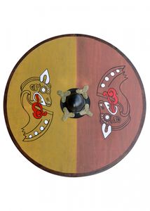 Wikinger Rundschild, aus Holz, mit nordischem Pferdemotiv - Wikingerschild