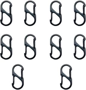10 Stück S Karabiner Mini Karabinerhaken Metall Doppelkarabiner 8 Förmiger 2 Öffnungen 40mm Karabiner Klein für Outdoor Camping Zuhause Wandern Schwarz