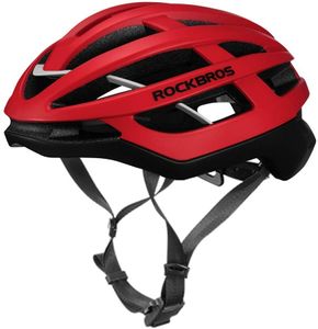 ROCKBROS Fahrradhelm Integrierter Fahrrad Helme Mountain Bike Unisex Erwachsener für Herren Damen M (54-59cm) Rot