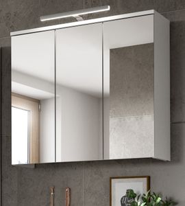 Badezimmer Spiegelschrank "Mood" in weiß, Badschrank 3-türig/3D 65 cm