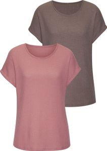 VIVANCE Kurzarmshirt beere, taupe Größe 36/38