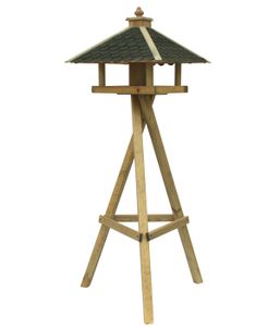 Dehner Natura Wildvogel-Futterhaus Innsbruck, inkl. Ständer Ellmau, 144 x 68 x 62 cm, Holz / Bitumen, braun / grün