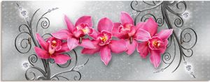 ARTland Schlüsselbrett rosa Orchideen auf Ornamenten Größe: 40x14,8 cm