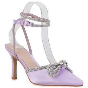 VAN HILL Damen Slingpumps Pumps Spitze Schleifen Party Strass Schuhe 838971, Farbe: Helllila, Größe: 38 VAN HILL Damen Slingpumps Pumps Spitze Schleifen Party Strass Schuhe 838971, Farbe: Helllila, Größe: 38