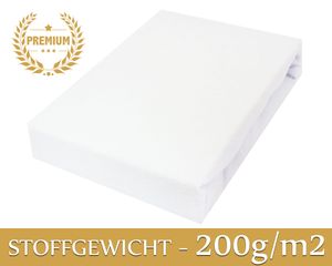 Spannbettlaken Frottee Spannbetttuch mit Gummizug Bettlaken Laken 80x200 cm Weiß PREMIUM